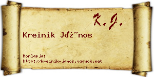 Kreinik János névjegykártya